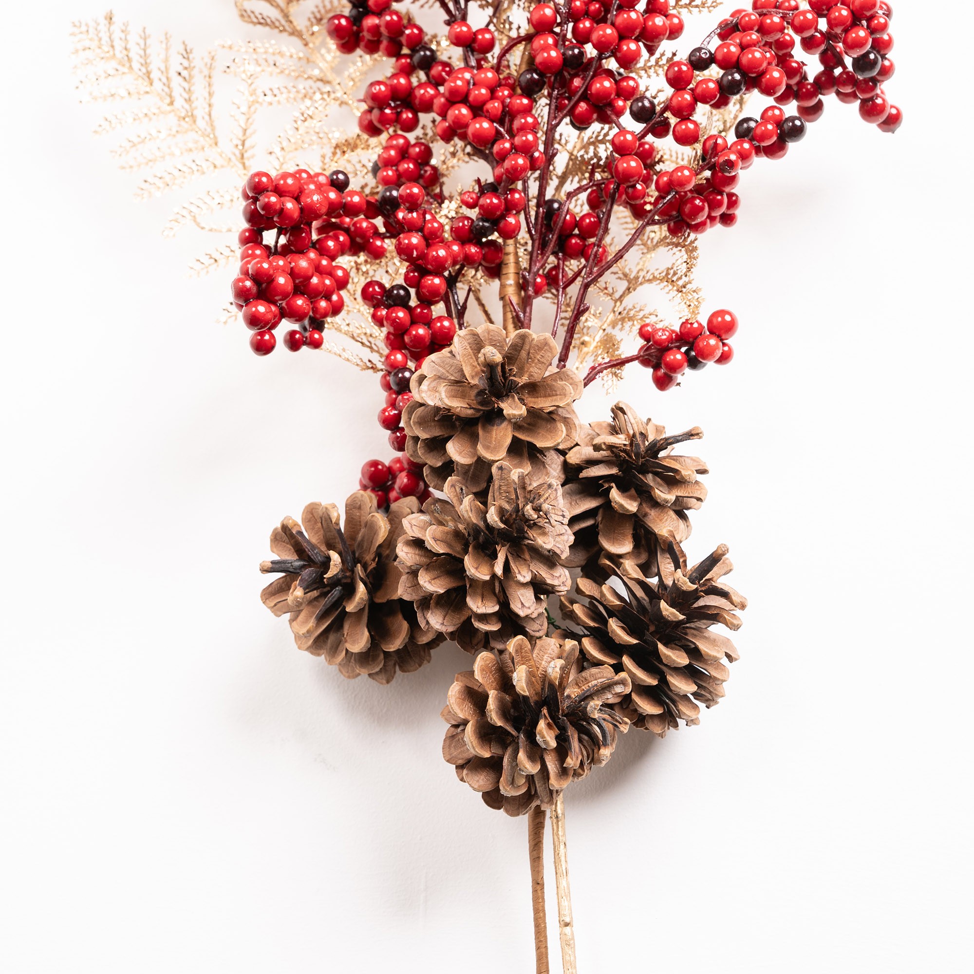 Giulia Grillo Decorative Branch with Red and Bordeaux Berries