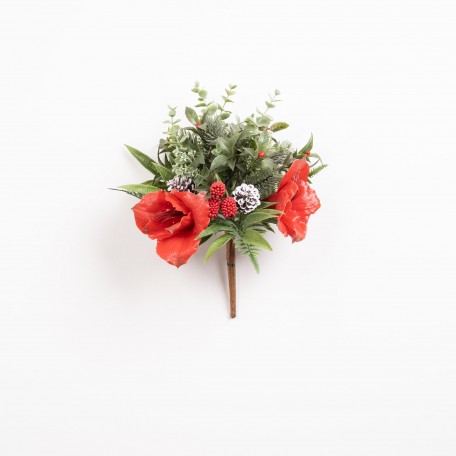 Decorative Branch with Red Flower and Berries