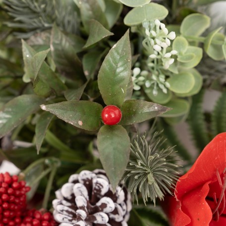 Decorative Branch with Red Flower and Berries