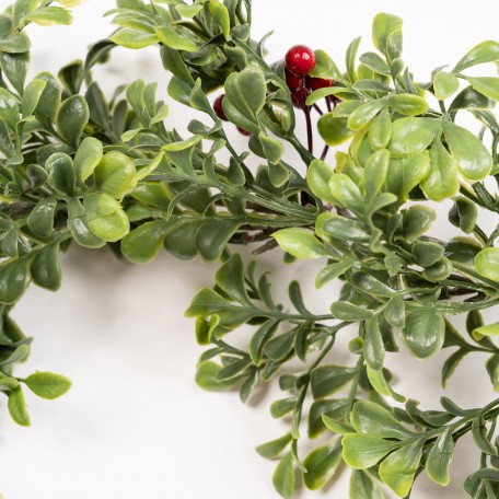 Festone Decorativo Foglie Verdi e Bacche Rosse