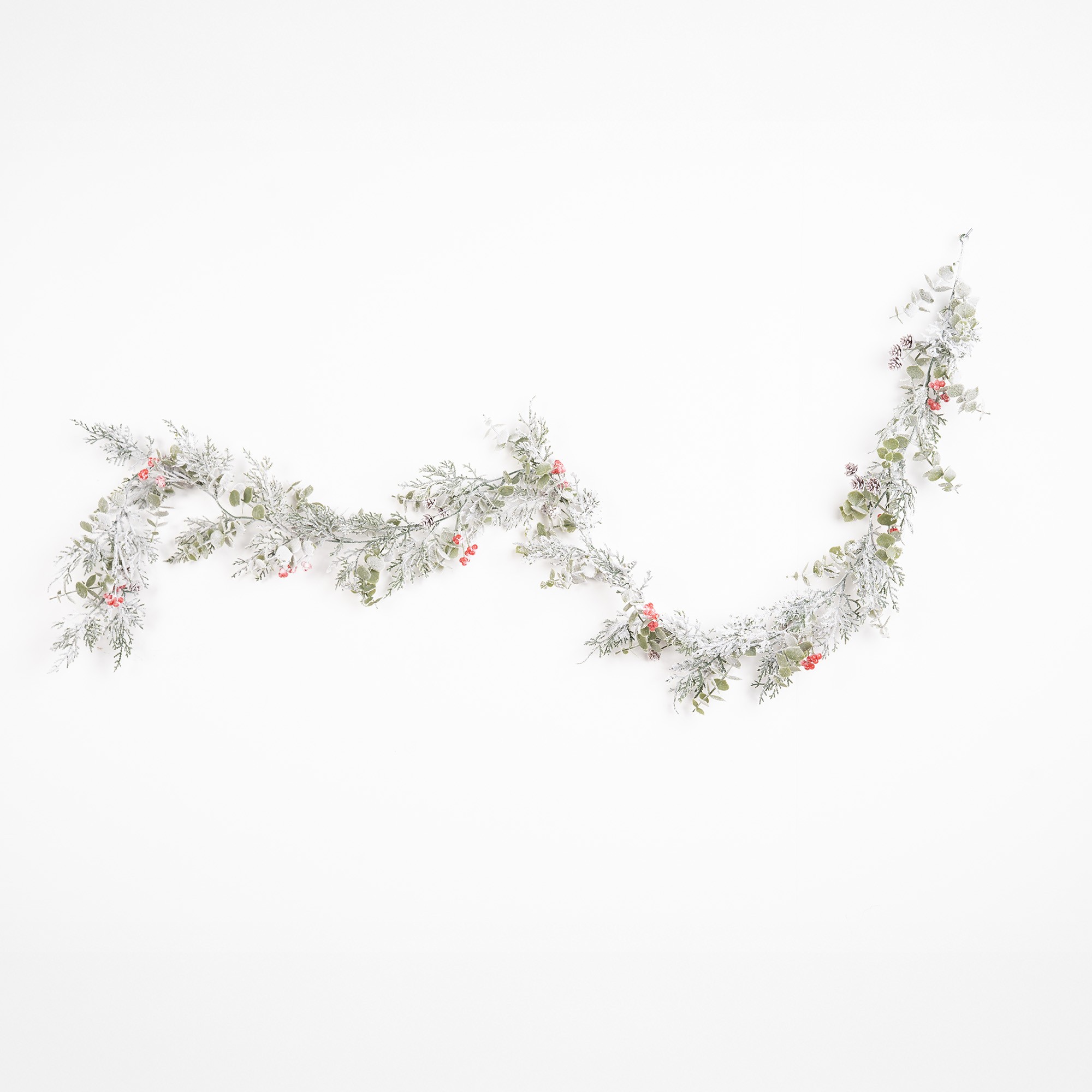 Giulia Grillo Elegant Snowy Garland with Red Berries
