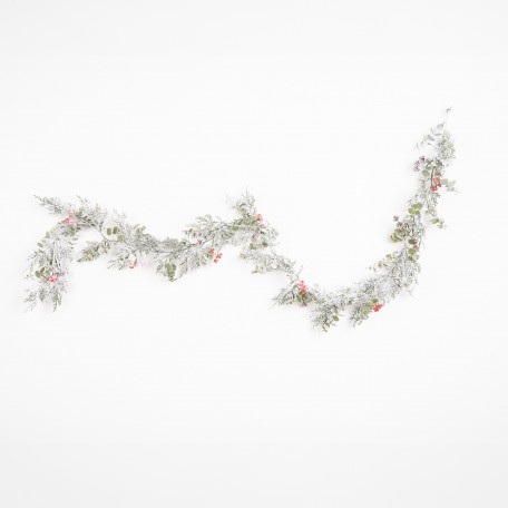 Elegant Snowy Garland with Red Berries