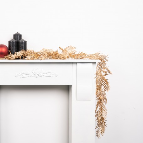 Guirlande Décorative Chic Dorée avec Feuilles Pailletées