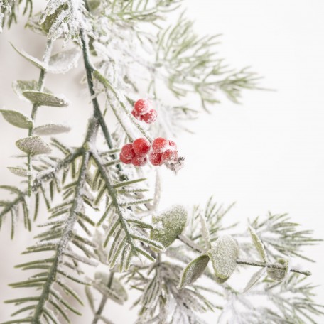 Elegant Snowy Garland with Red Berries