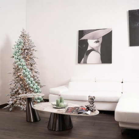 Sapin de Noël Slim réaliste et fin, sapin enneigé avec couronnes enneigées, 180 cm