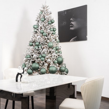 Glitter Light Green Christmas Baubles ⌀10cm, 4pcs/set