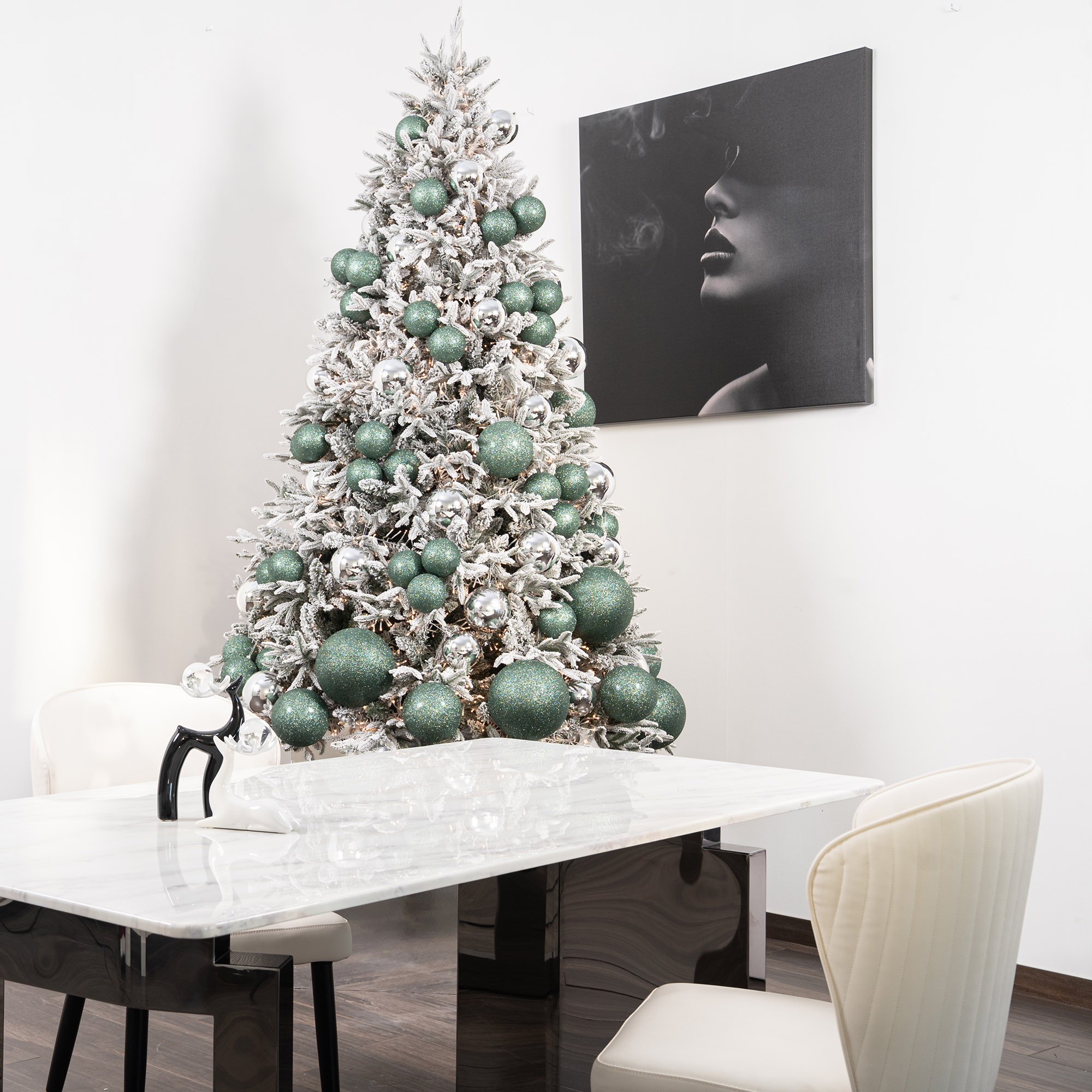 Giulia Grillo Bolas de Navidad con Purpurina "Verde Claro Brillante" ⌀12cm, juego de 3