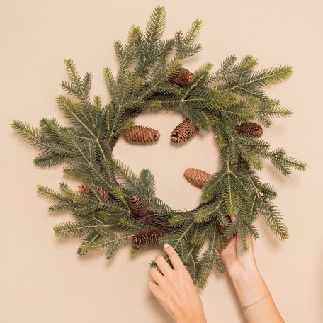 Green Wreath with Pine Cones