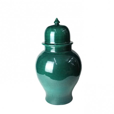 Vaso Tempel in ceramica con coperchio verde 43 cm