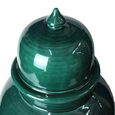 Vaso Tempel in ceramica con coperchio verde 43 cm