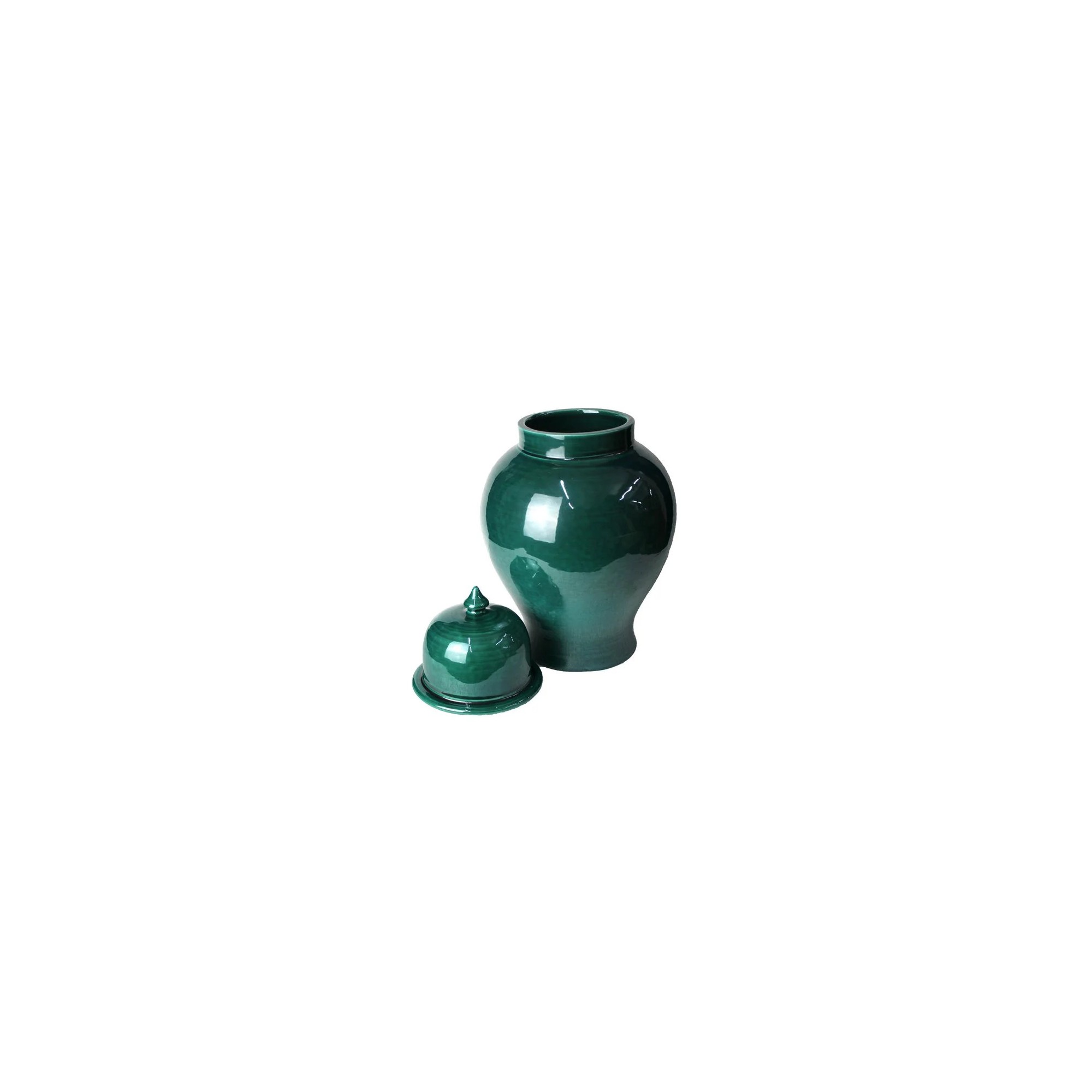 Giulia Grillo Vaso Tempel in ceramica con coperchio verde 43 cm