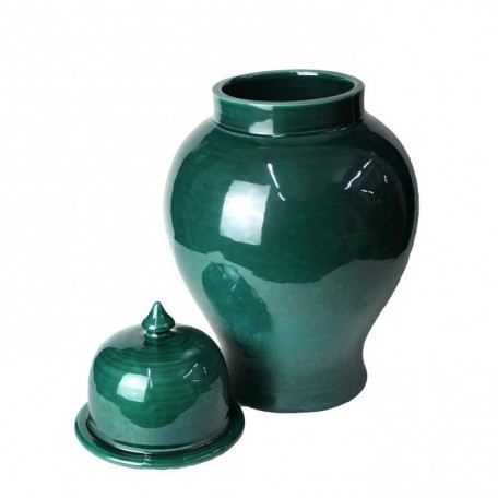 Vaso Tempel in ceramica con coperchio verde 43 cm