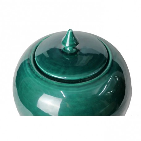 Vaso Tina  con coperchio in ceramica verde