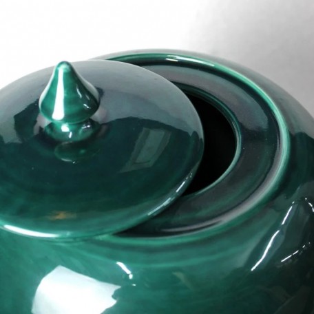 Vaso Tina  con coperchio in ceramica verde