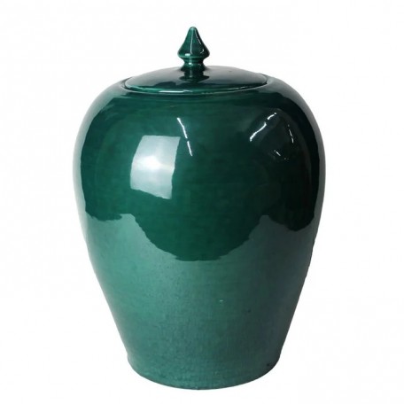 Vaso Tina  con coperchio in ceramica verde