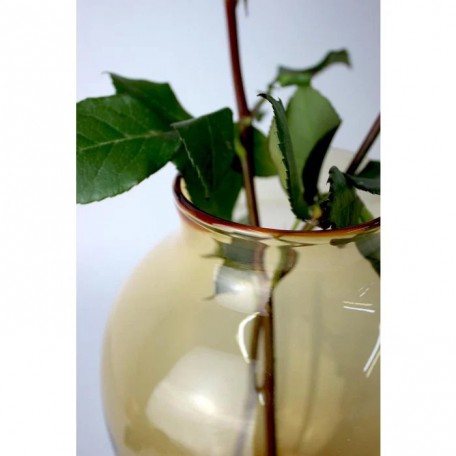 Vaso Tulipano da tavolo in vetro ambrato fatto a mano