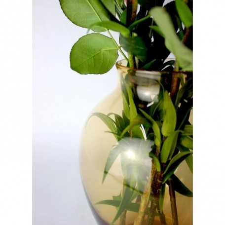 Vaso Tulipano da tavolo in vetro ambrato fatto a mano