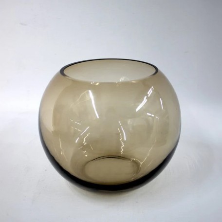 Vaso Oblò in vetro rotondo marrone fatto a mano
