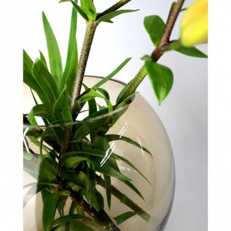 Vaso Oblò in vetro rotondo marrone fatto a mano