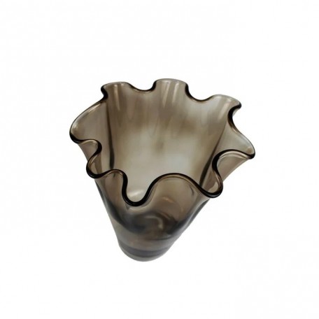 Vaso in vetro ondulato marrone talpa vaso in vetro vaso da tavolo 21 x 21 x 30 cm
