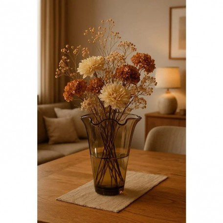 Vaso in vetro ondulato marrone talpa vaso in vetro vaso da tavolo 21 x 21 x 30 cm