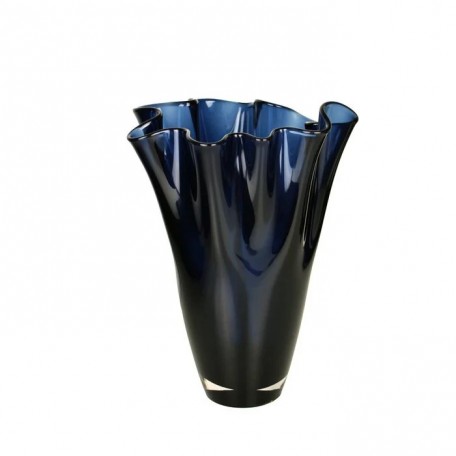 Vaso in vetro ondulato blu scuro da tavolo vaso in vetro blu vaso in vetro blu alto 30 cm