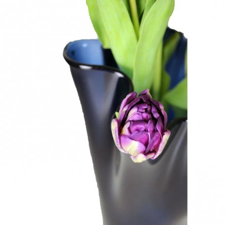 Vaso in vetro ondulato blu scuro da tavolo vaso in vetro blu vaso in vetro blu alto 30 cm