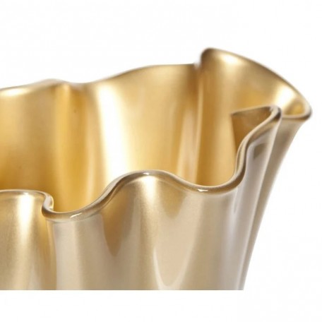 Vaso in vetro ondulato oro metallizzato vaso da tavolo 21 x 21 x 30 cm