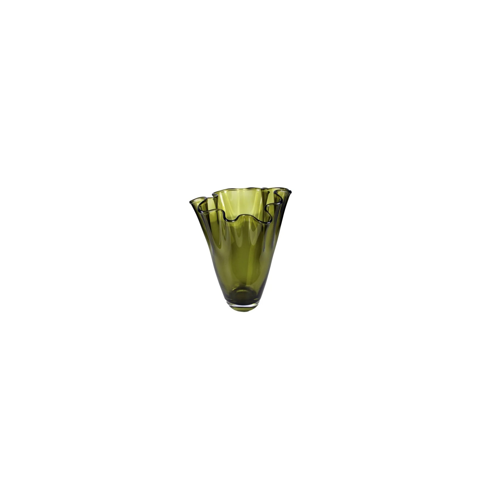 Giulia Grillo Vaso in vetro ondulato verde oliva vaso da tavolo vaso in vetro 21x21x30cm