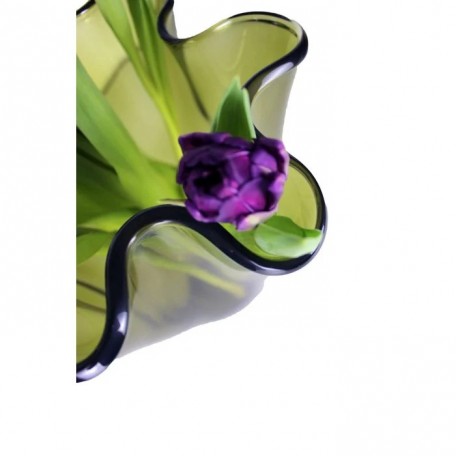 Vaso in vetro ondulato verde oliva vaso da tavolo vaso in vetro 21x21x30cm