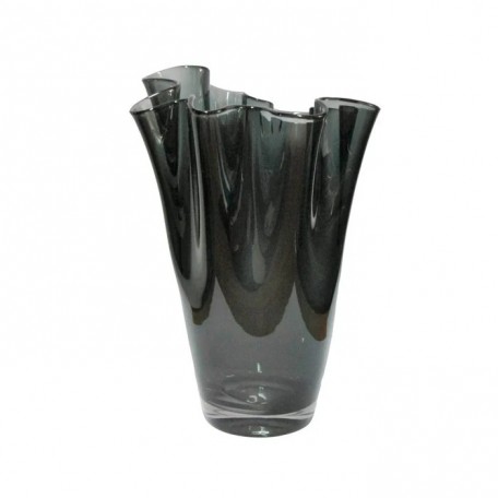 Vaso in vetro ondulato grigio fumo vaso da tavolo vaso in vetro 21 x 21 x 30 cm