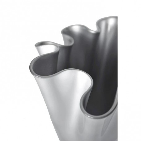 Vaso in vetro ondulato argento metallizzato vaso da tavolo 21 x 21 x 30 cm