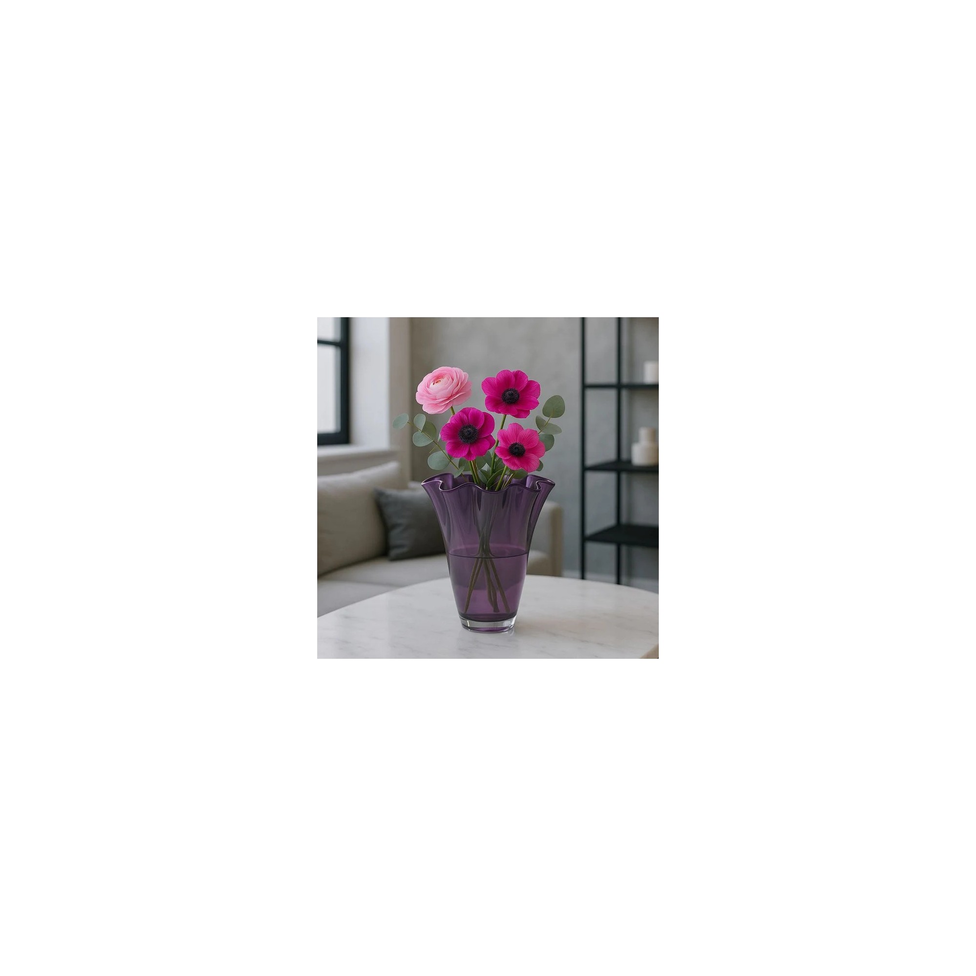 Giulia Grillo Vaso in vetro ondulato viola vaso in vetro vaso da tavolo viola