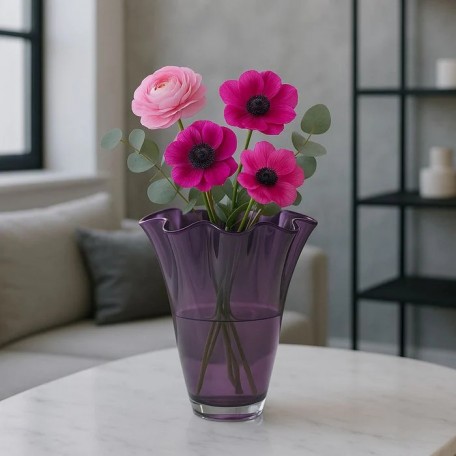 Vaso in vetro ondulato viola vaso in vetro vaso da tavolo viola