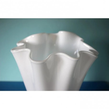 Vaso in vetro ondulato bianco vaso da tavolo 21 x 21 x 30 cm