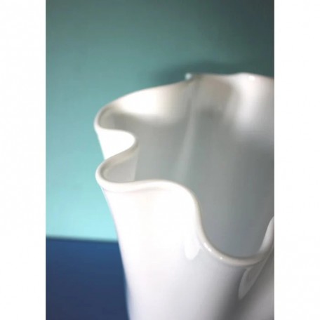 Vaso in vetro ondulato bianco vaso da tavolo 21 x 21 x 30 cm