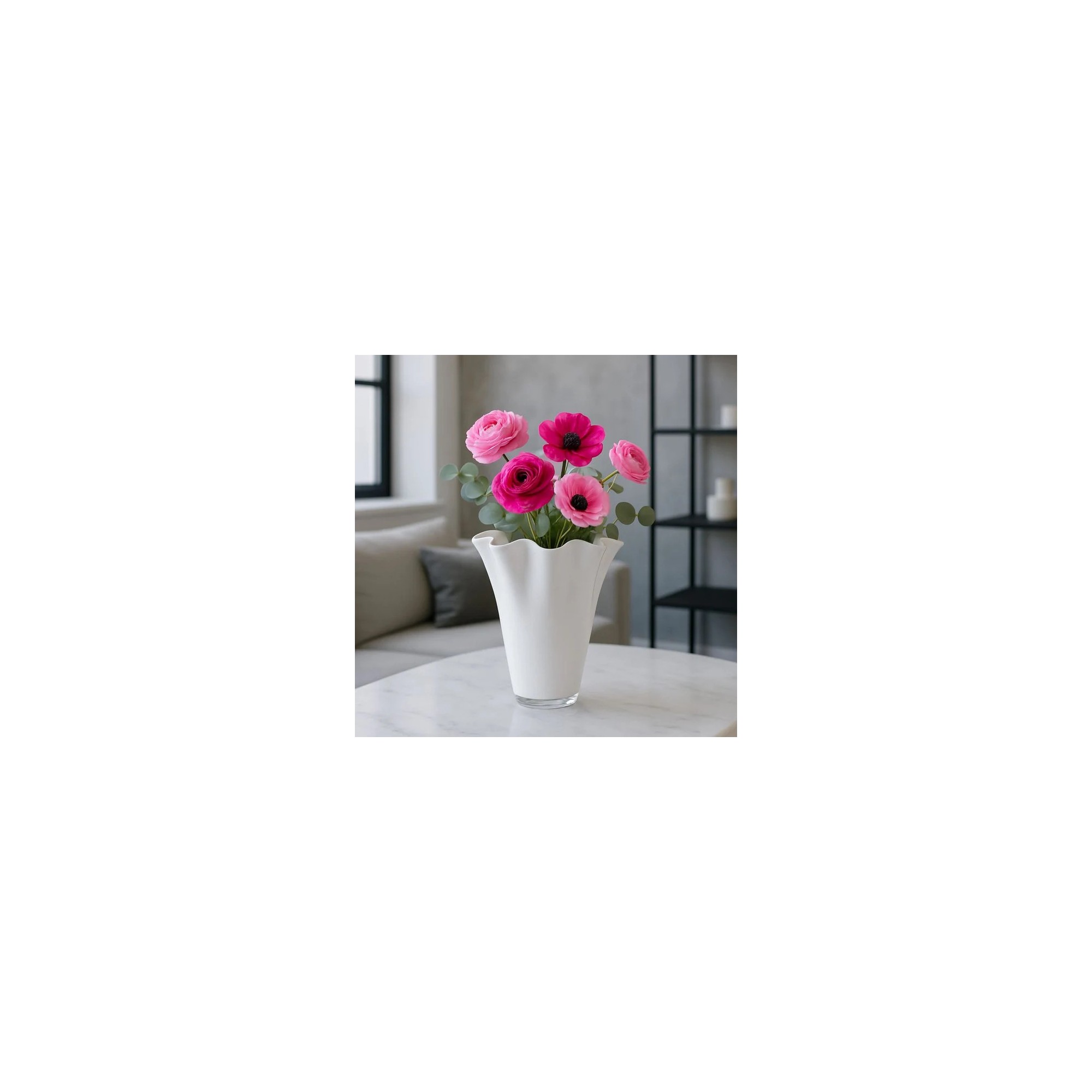 Giulia Grillo Vaso in vetro ondulato bianco vaso da tavolo 21 x 21 x 30 cm