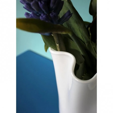 Vaso in vetro ondulato bianco vaso da tavolo 21 x 21 x 30 cm