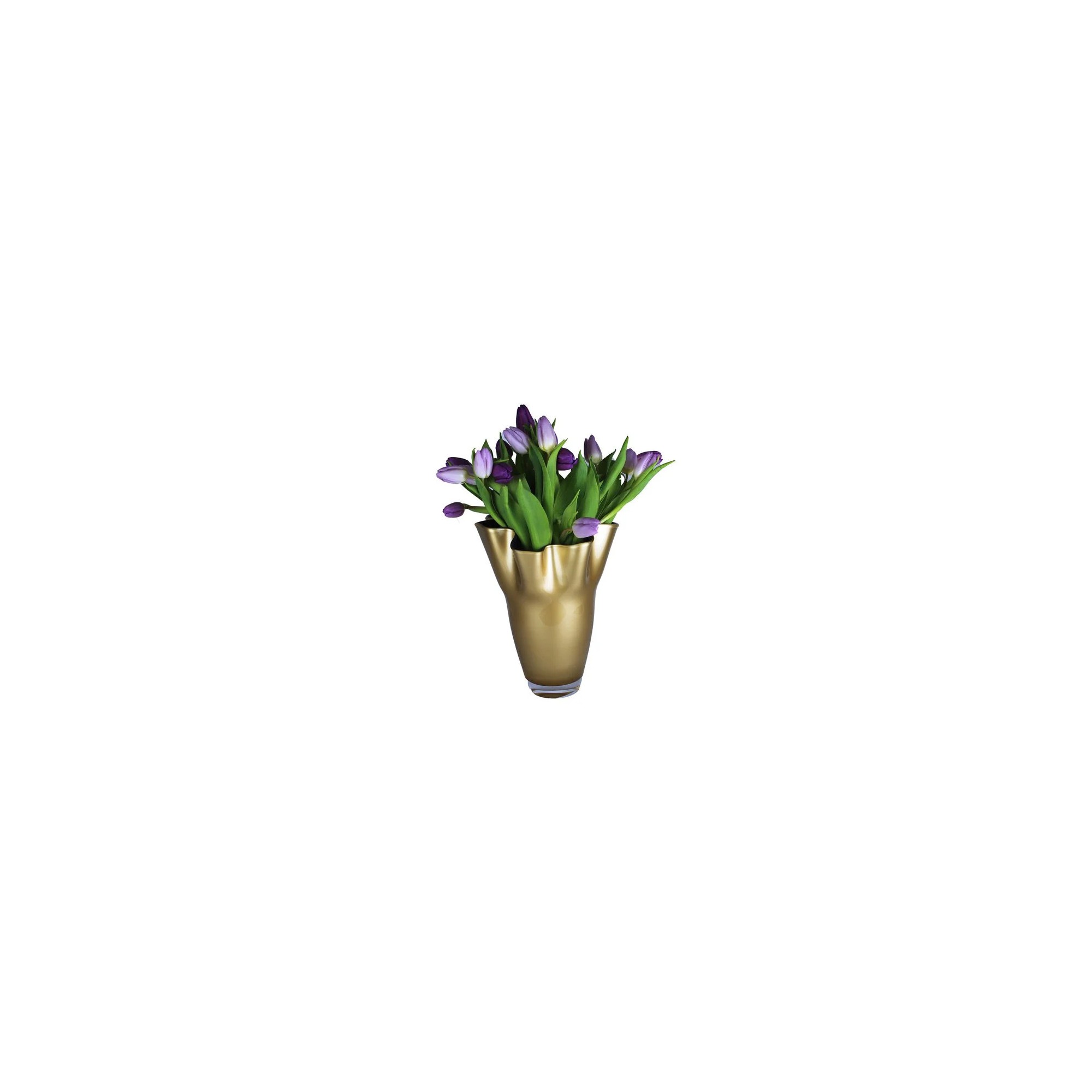 Giulia Grillo Vaso in vetro ondulato bicolore oro blu scuro  21 x 21 x 30 cm