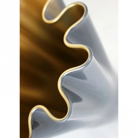 Vaso in vetro ondulato bicolore grigio oro 21 x 21 x 30 cm