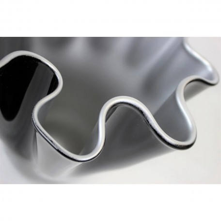 Vaso in vetro ondulato bicolore nero argento 21 x 21 x 30 cm