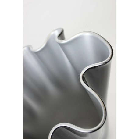 Vaso in vetro ondulato bicolore nero argento 21 x 21 x 30 cm
