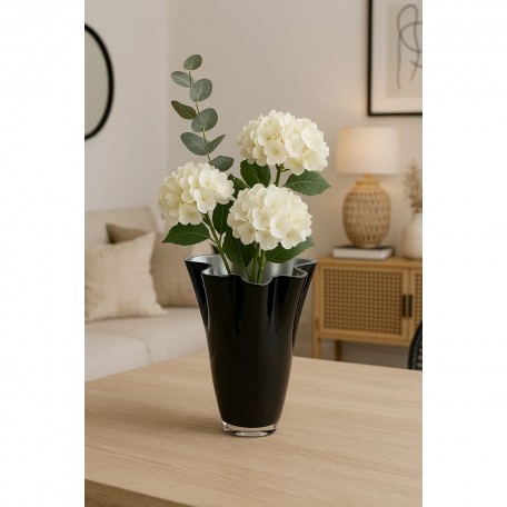 Vaso in vetro ondulato bicolore nero argento 21 x 21 x 30 cm