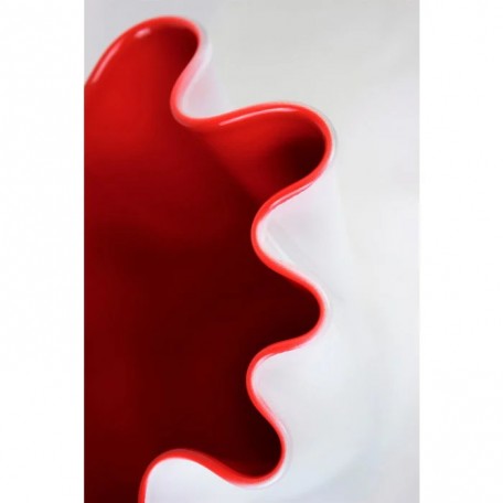 Vaso in vetro ondulato bicolore bianco rosso 21 x 21 x 30 cm