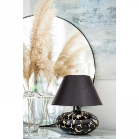 Lampada da tavolo in vetro a forma tonda con paralume nero