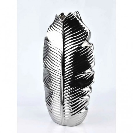 VASO FOGLIA ARGENTO 7,5x17xh35cm
