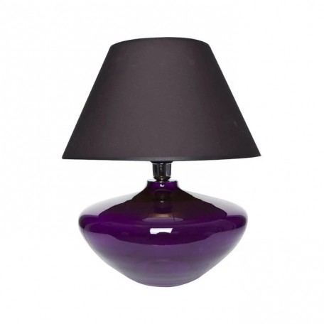 Lampada da tavolo in vetro viola a forma di bulbo con paralume