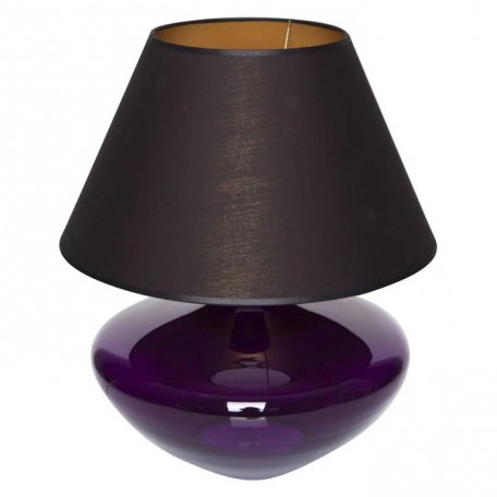 Lampada da tavolo in vetro viola a forma di bulbo con paralume