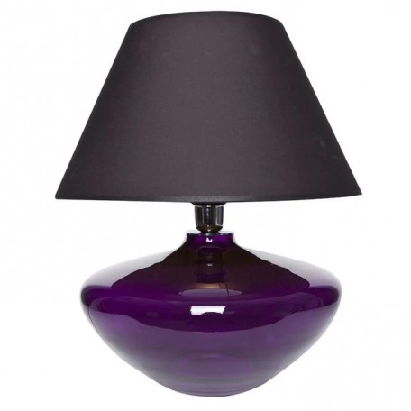 Lampada da tavolo in vetro viola a forma di bulbo con paralume