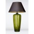 Lampada da tavolo in vetro verde stretta con paralume nero